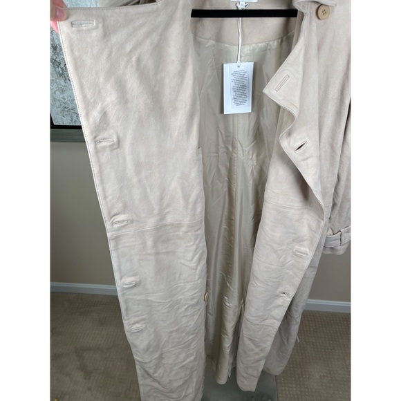Helsa Suede Double Breasted Belted Oversized Long Trench Coat in Clay Size M - Picture 9 of 14